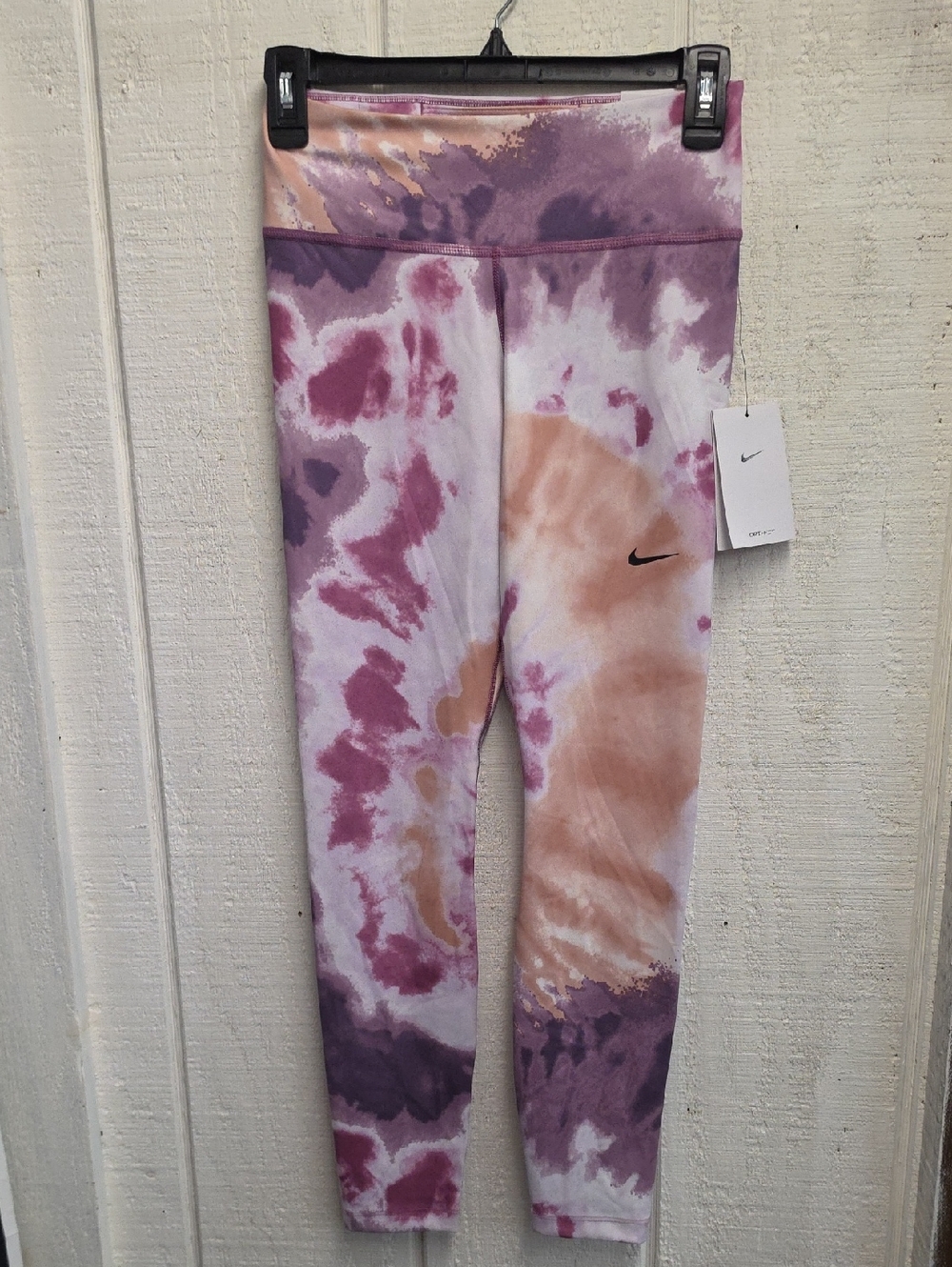 Nike Womens Tie-Dye Leggings in Purple & Peach